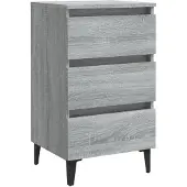 vidaXL Nachtkastje met metalen poten 40x35x69 cm grijs sonoma eiken