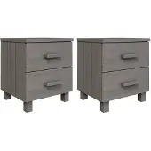 vidaXL Nachtkastjes HAMAR 2 st 40x35x44,5 cm grenenhout lichtgrijs
