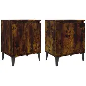 vidaXL Nachtkastjes met metalen poten 40x30x50 cm gerookt eikenkleurig