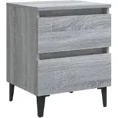 vidaXL Nachtkastje met metalen poten 40x35x50 cm grijs sonoma eiken