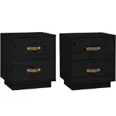 vidaXL Nachtkastjes 2 st 40x34x45 cm massief grenenhout zwart