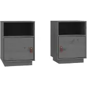 vidaXL Nachtkastjes 2 st 40x34x55 cm massief grenenhout grijs