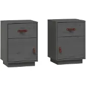 vidaXL Nachtkastjes 2 st 40x34x55 cm massief grenenhout grijs