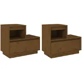 vidaXL Nachtkastjes 2 st 60x34x51 cm massief grenenhout honingbruin