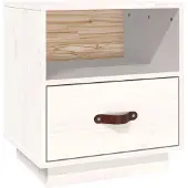 vidaXL Nachtkastje 40x34x45 cm massief grenenhout wit