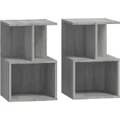 vidaXL Nachtkastjes 2 st 35x35x55 cm bewerkt hout grijs sonoma eiken