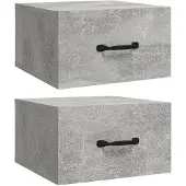 vidaXL Nachtkastjes 2 st wandgemonteerd 35x35x20 cm betongrijs