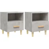 vidaXL Nachtkastjes 2 st 40x35x47 cm betongrijs