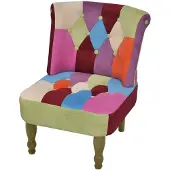 vidaXL Franse stoel met patchwork ontwerp stof
