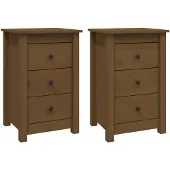 vidaXL Nachtkastjes 2 st 40x35x61,5 cm massief grenenhout honingbruin