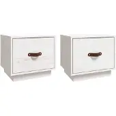 vidaXL Nachtkastjes 2 st 40x34x35 cm massief grenenhout wit
