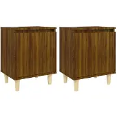vidaXL Nachtkastjes 2 st met houten poten 40x30x50 cm bruin eikenkleur