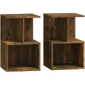 vidaXL Nachtkastjes 2 st 35x35x55 cm bewerkt hout gerookt eikenkleurig
