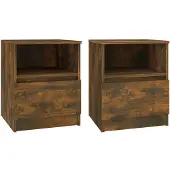 vidaXL Nachtkastjes 2 st 40x40x50 cm bewerkt hout gerookt eikenkleurig