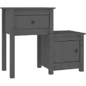 vidaXL Nachtkastje 79,5x38x65,5 cm massief grenenhout grijs