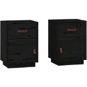 vidaXL Nachtkastjes 2 st 40x34x55 cm massief grenenhout zwart