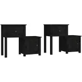 vidaXL Nachtkastjes 2 st 79,5x38x65,5 cm massief grenenhout zwart
