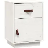 vidaXL Nachtkastje 40x34x55 cm massief grenenhout wit