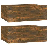 vidaXL Nachtkastjes 2 st zwevend 40x30x15cm bewerkt hout gerookt eiken