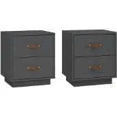 vidaXL Nachtkastjes 2 st 40x34x45 cm massief grenenhout grijs