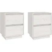 vidaXL Nachtkastjes 2 st 40x35x50 cm massief grenenhout wit