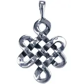 MOOYE ® - Collectie Zilveren Eindeloze knoop ronde hoeken ketting hanger