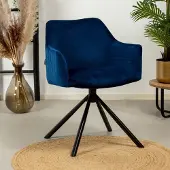 Naber GmbH (Tablon) Velvet eetkamerstoel Furtado draaibaar blauw