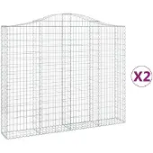 vidaXL Gabionen met boogvorm, 2 stuks, 200x30x160/180 cm, verzinkt staal