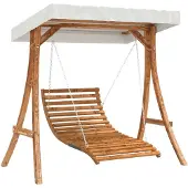 vidaXL Schommelbed met luifel vurenhout met teak afwerking