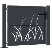 vidaXL Poort 100x100 cm met grasontwerp staal antracietkleurig