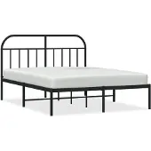 vidaXL Bedframe met hoofdeinde, zwart metaal, 135x190 cm