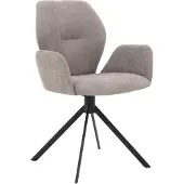 Goossens Eetkamerstoel Hera lichtgrijs stof met draaifunctie met armleuning, modern design