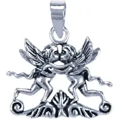 MOOYE ® - Collectie Zilveren Cupido's kussend ketting hanger