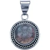 MOOYE ® - Collectie Zilveren Labradoriet rond met gladde rand ketting hanger