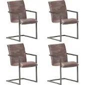 vidaXL Eetkamerstoelen 4 st echt leer bruin