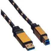 Roline USB-A naar USB-B kabel - USB3.0 - tot 2A / zwart - 3 meter