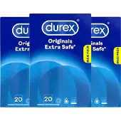 Durex - Condooms - Extra Safe - 3 x 20 stuks - Voordeelverpakking