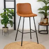 Bronx Industriële barkruk Mikky cognac eco-leer 65-78 cm