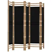 vidaXL Kamerscherm 5-panelen inklapbaar 200 cm bamboe en canvas