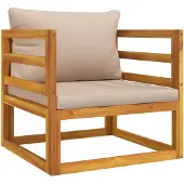vidaXL Tuinstoel met kussens massief acaciahout taupe