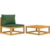 vidaXL 2-delige Loungeset met kussens massief acaciahout