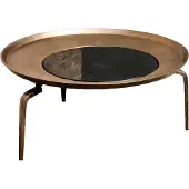 Benoa Bakersfield Antique Brass & Marble Coffee Table 97 cm (Multicolour, 97x97x45cm)