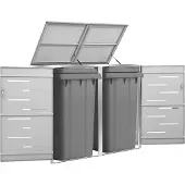 vidaXL Vuilniscontainerbox voor 2 containers, 138x77,5x115 cm, roestvrij staal