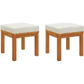 vidaXL Tuinkrukjes 2 st met kussens 40x40x42 cm massief acaciahout