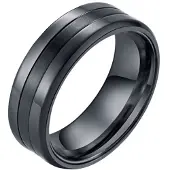LGT JWLS Zwarte stalen heren ring Mat Glans 8mm-19mm