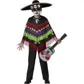 Atosa - Poncho-skeletkostuum Dia de los muertos kind - 104/116 (3-4 jaar)