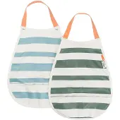 Done by Deer - Pull-over bib 2-pack - Stripes Blue/Green - 35 x 26,5 cm