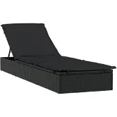 vidaXL Ligbed met kussen 1 st 201x55x62 cm poly rattan zwart
