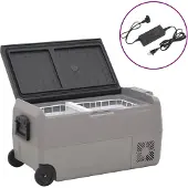 vidaXL Koelbox met wielen en handvat 50 L polypropeen zwart en grijs