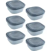 Sunware Sigma home vershoudbakjes 1.3L - Set van 6 - 18x18x7.2 cm - Blauw